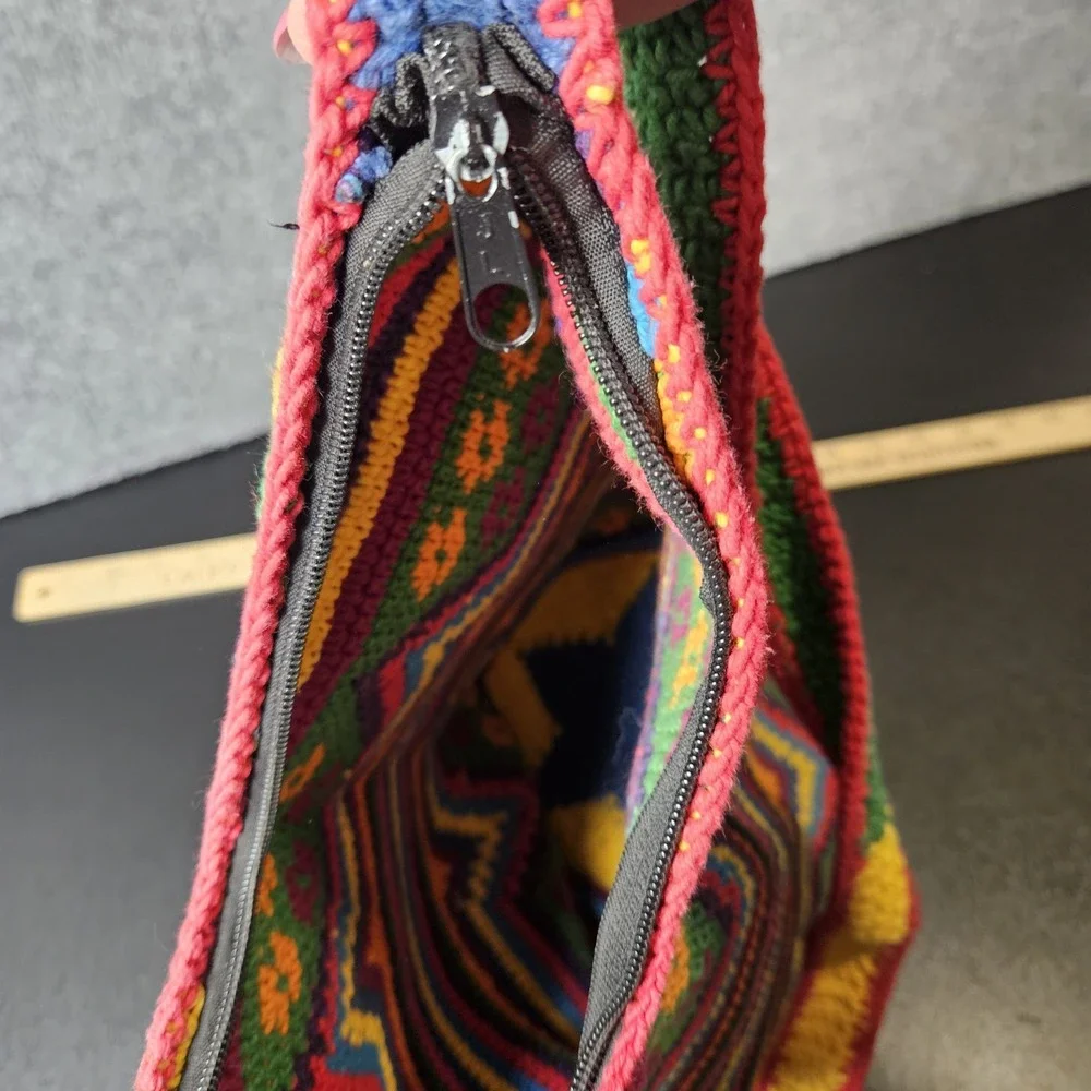 Crochet Hobo Bag‎ Wayuu Style Purse Boho Hippie Colorful